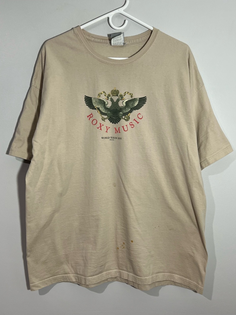 Vintage Jerzees ZT Roxy Music World Tour 2001 Beige Short Sleeve T-Shirt Mens XL